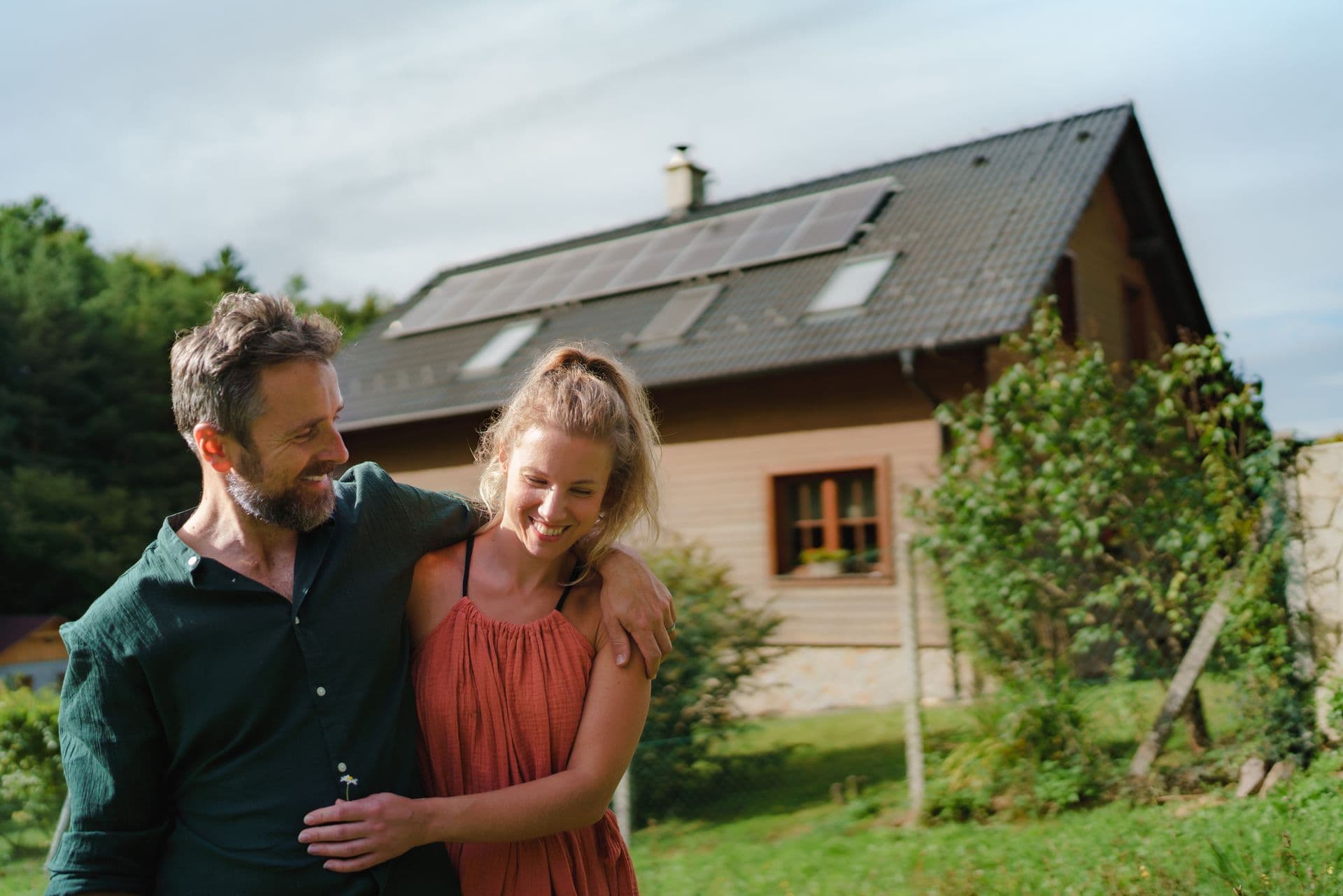 Home with solar panels